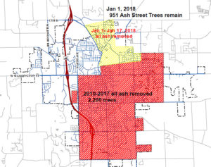 West Bend EAB map