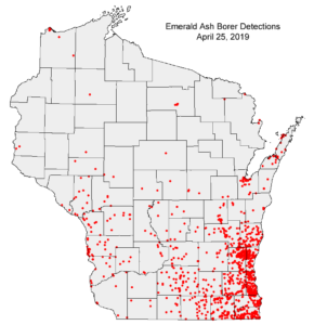 Known EAB detections as of April 25, 2019.