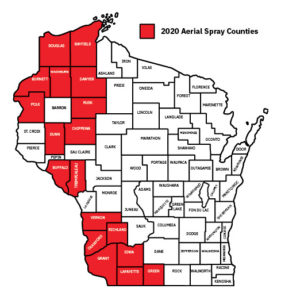 Map of counties to be sprayed in 2020. 