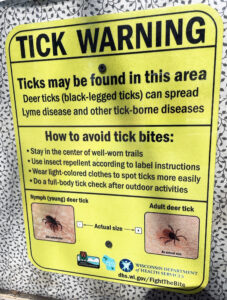 Photo of the tick sign that is posted within many Wisconsin State Parks