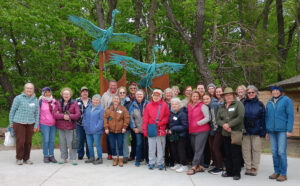 Nancy Bozek (far right), executive director of the Wisconsin Woodland Owners Association (WWOA), joins the Women of WWOA group for a photo after a guided tour of the International Crane Foundation outside of Baraboo.